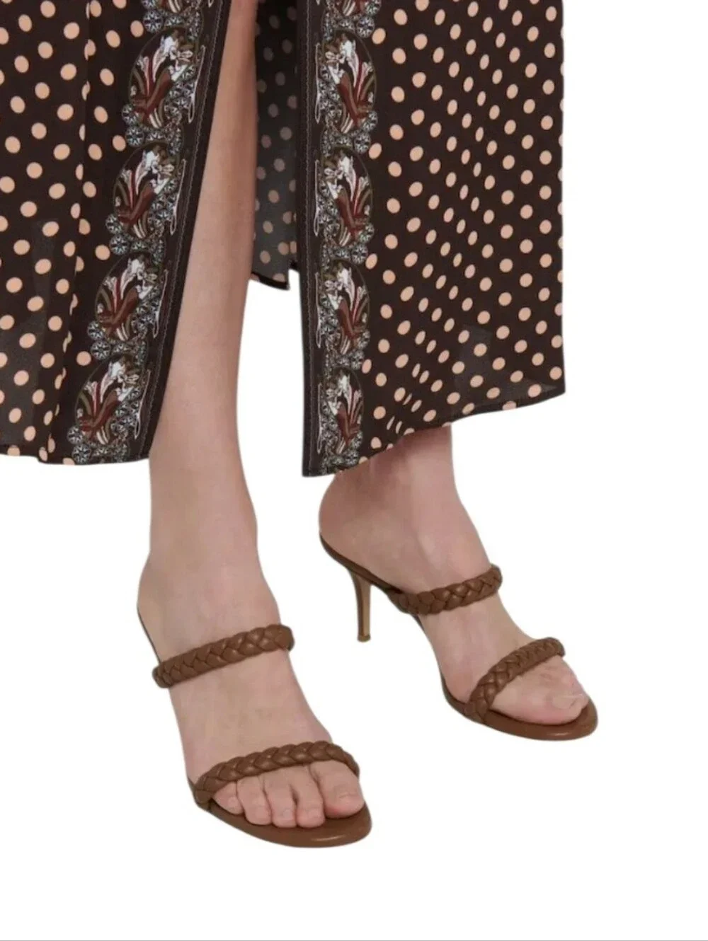 GIANVITO ROSSI MARLEY 70 HEEL BRAIDED SANDALS BROWN 37